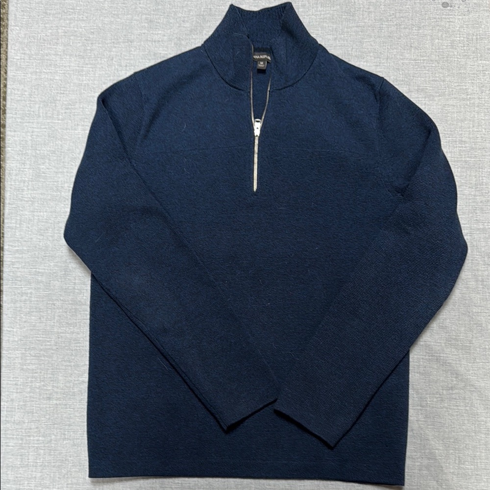 Banana Republic Blue Zip Up Sweater with Timeless Knit Design